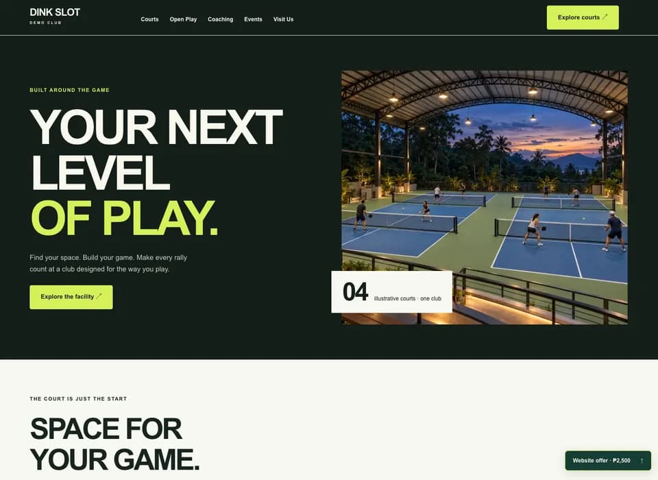 Destination website demo screenshot