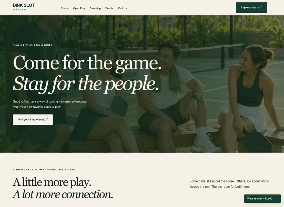 Social website demo screenshot